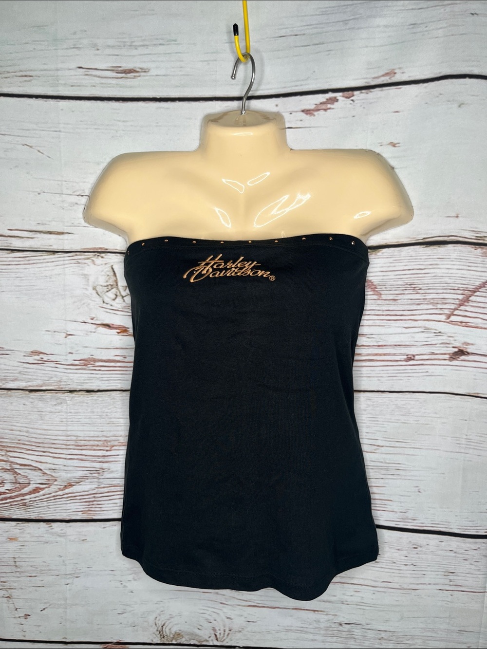 Harley-Davidson Size XL Black - Embroidered & Embellished Strapless Top